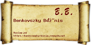 Benkovszky Bónis névjegykártya